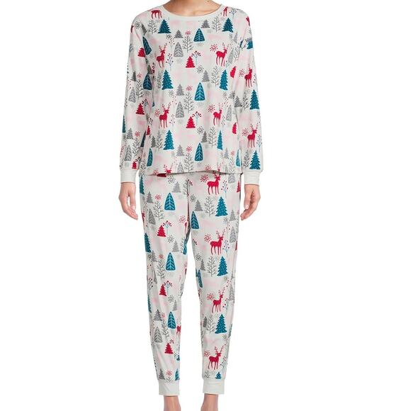 Holiday Time Women's Deer Tree Winter Christmas Pajama Set 2-Piece Plus 3X NWT - Picture 1 of 9